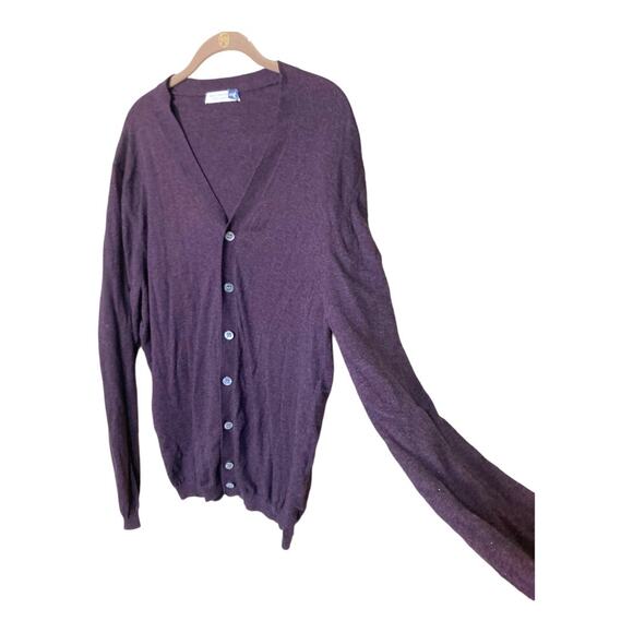 Suit Supply Button Up Cardigan Purple Cotton Cashmere‎ Blend Size XL - Picture 2 of 9